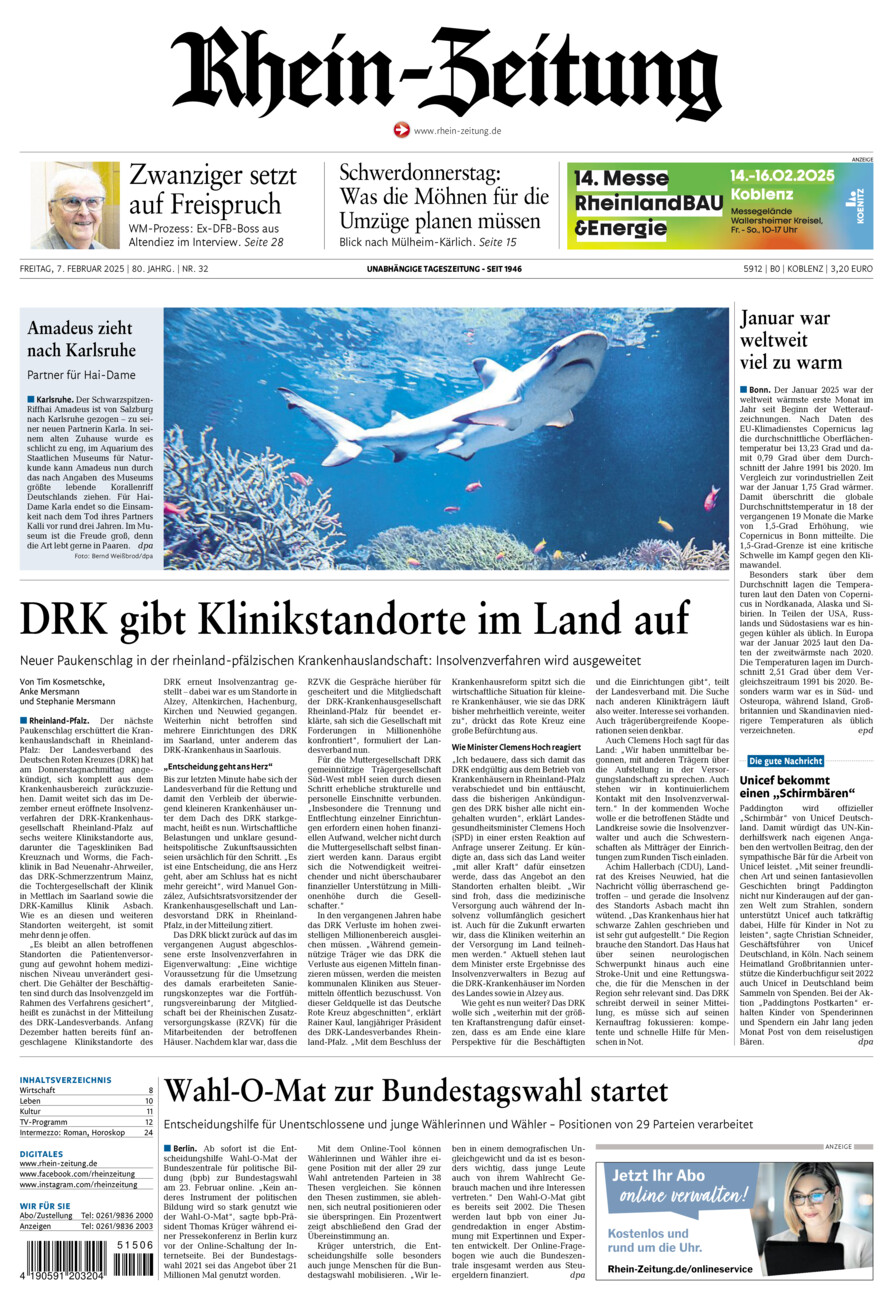 Rhein-Zeitung Koblenz & Region vom Freitag, 07.02.2025