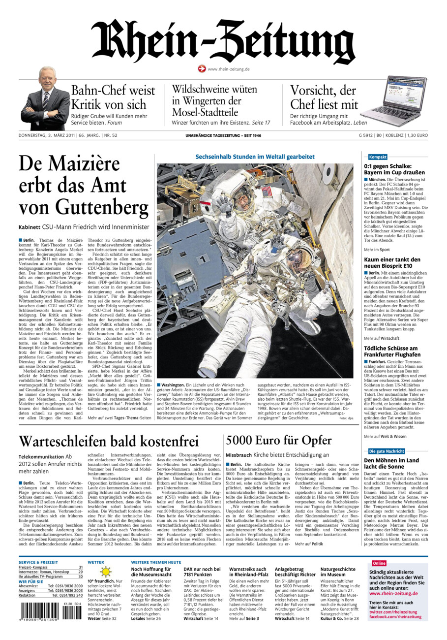 Rhein-Zeitung Koblenz & Region vom Donnerstag, 03.03.2011