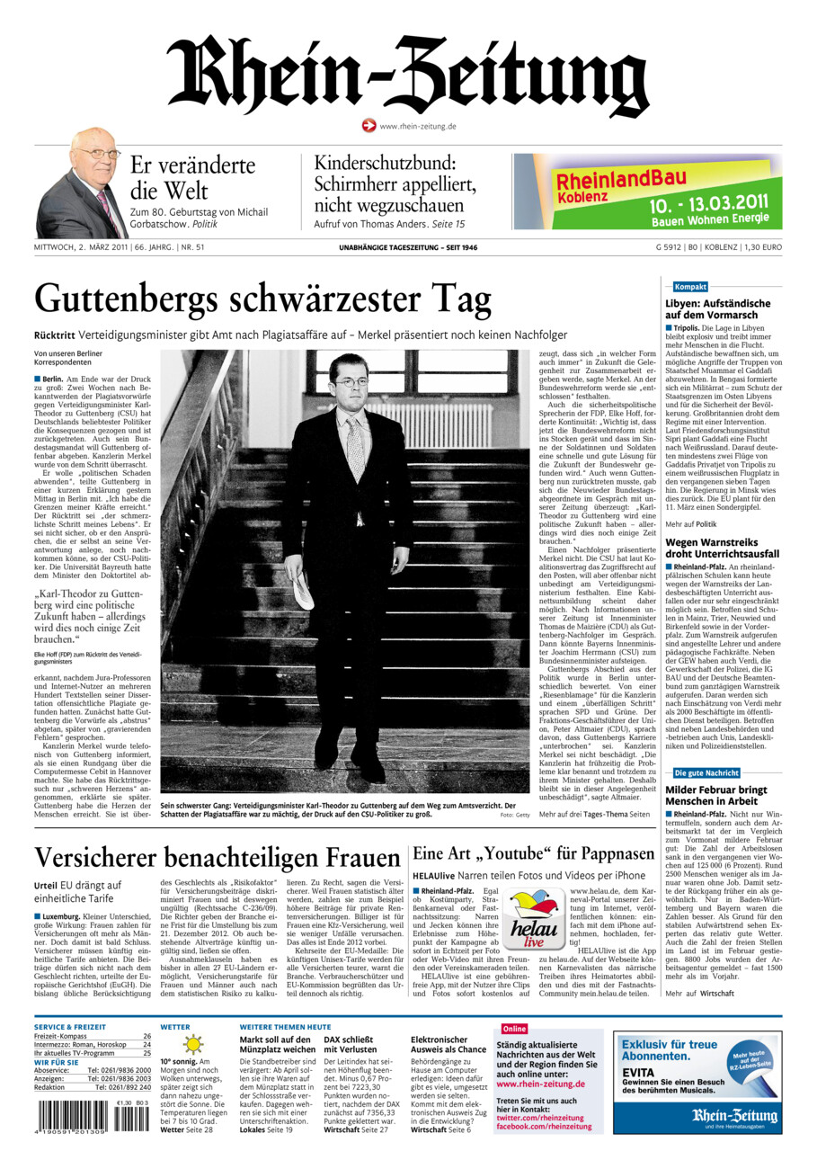 Rhein-Zeitung Koblenz & Region vom Mittwoch, 02.03.2011