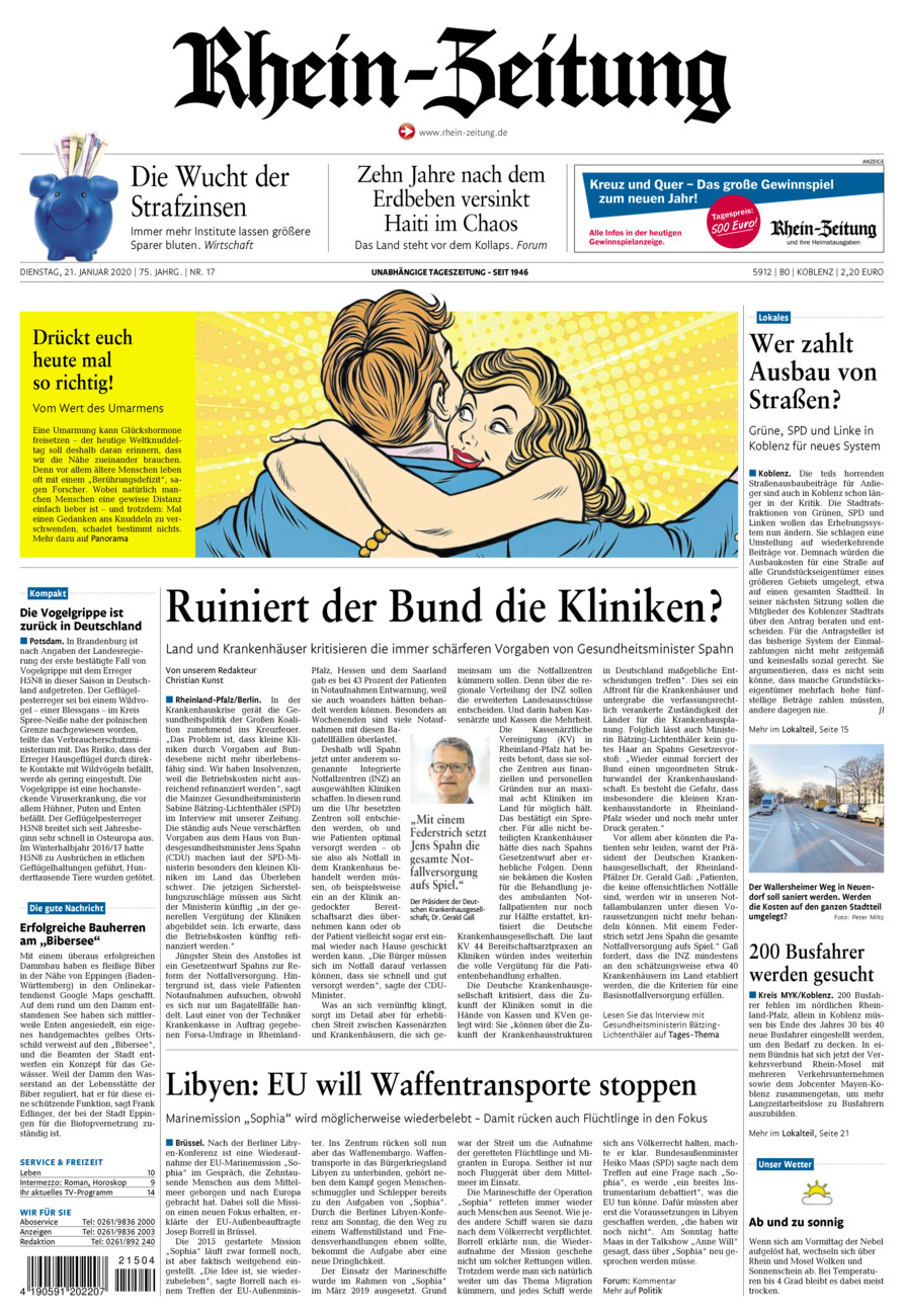 Rhein-Zeitung Koblenz & Region vom Dienstag, 21.01.2020