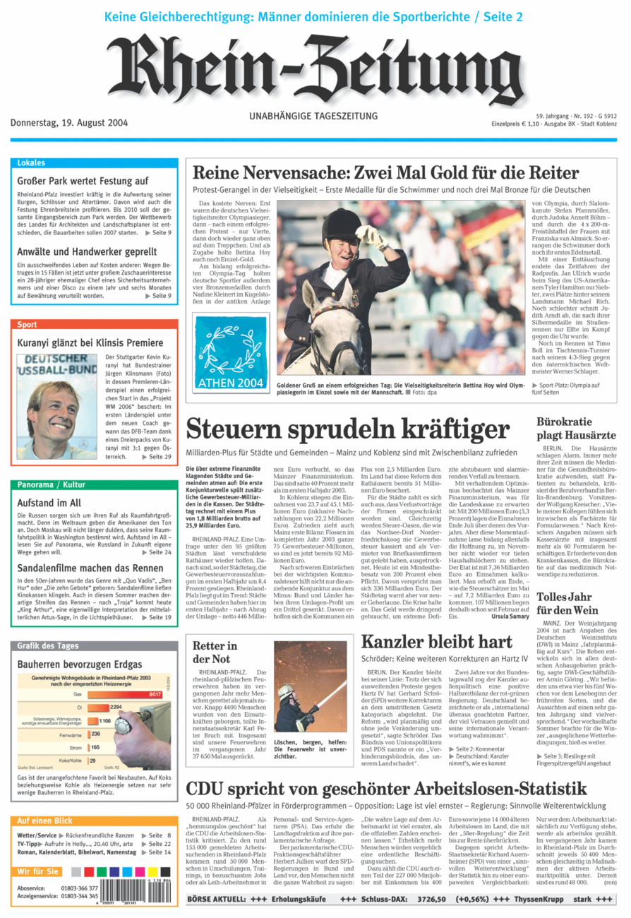 Rhein-Zeitung Koblenz & Region vom Donnerstag, 19.08.2004