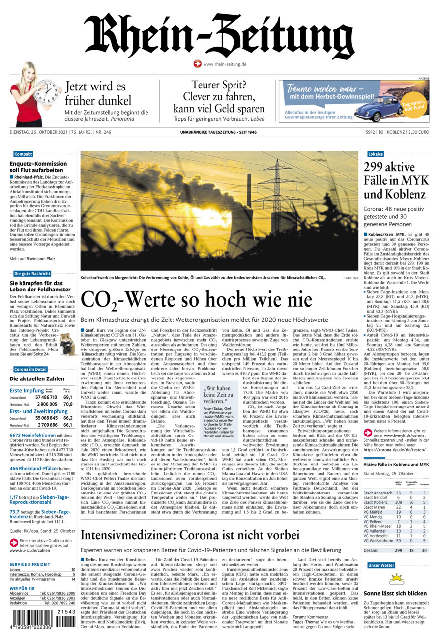 Rhein-Zeitung Koblenz & Region vom Dienstag, 26.10.2021