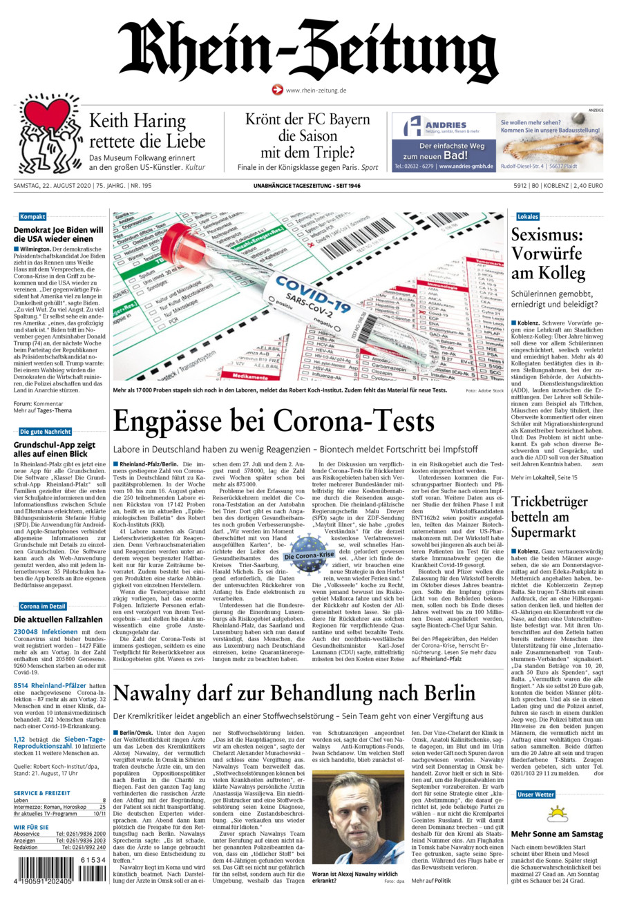 Rhein-Zeitung Koblenz & Region vom Samstag, 22.08.2020