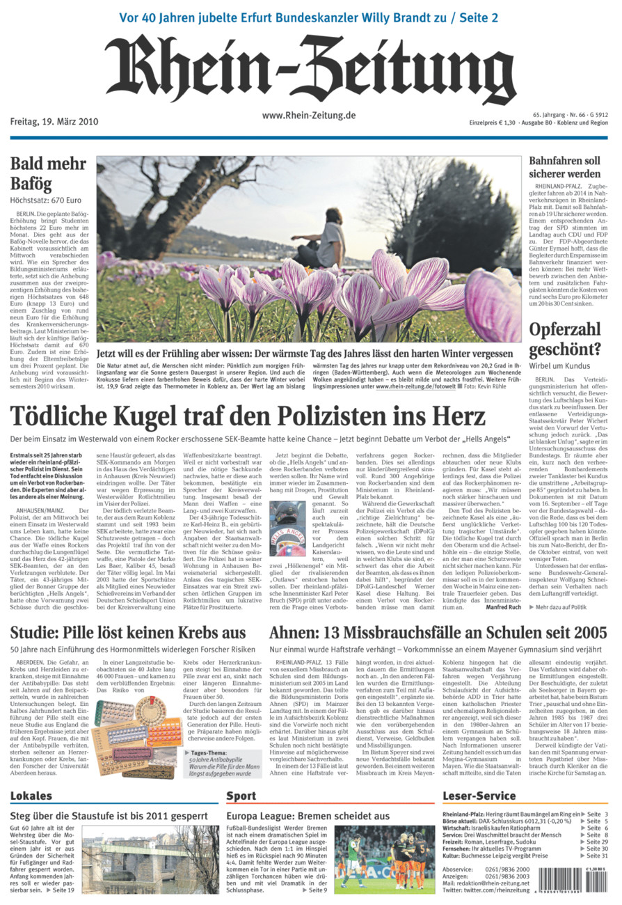 Rhein-Zeitung Koblenz & Region vom Freitag, 19.03.2010