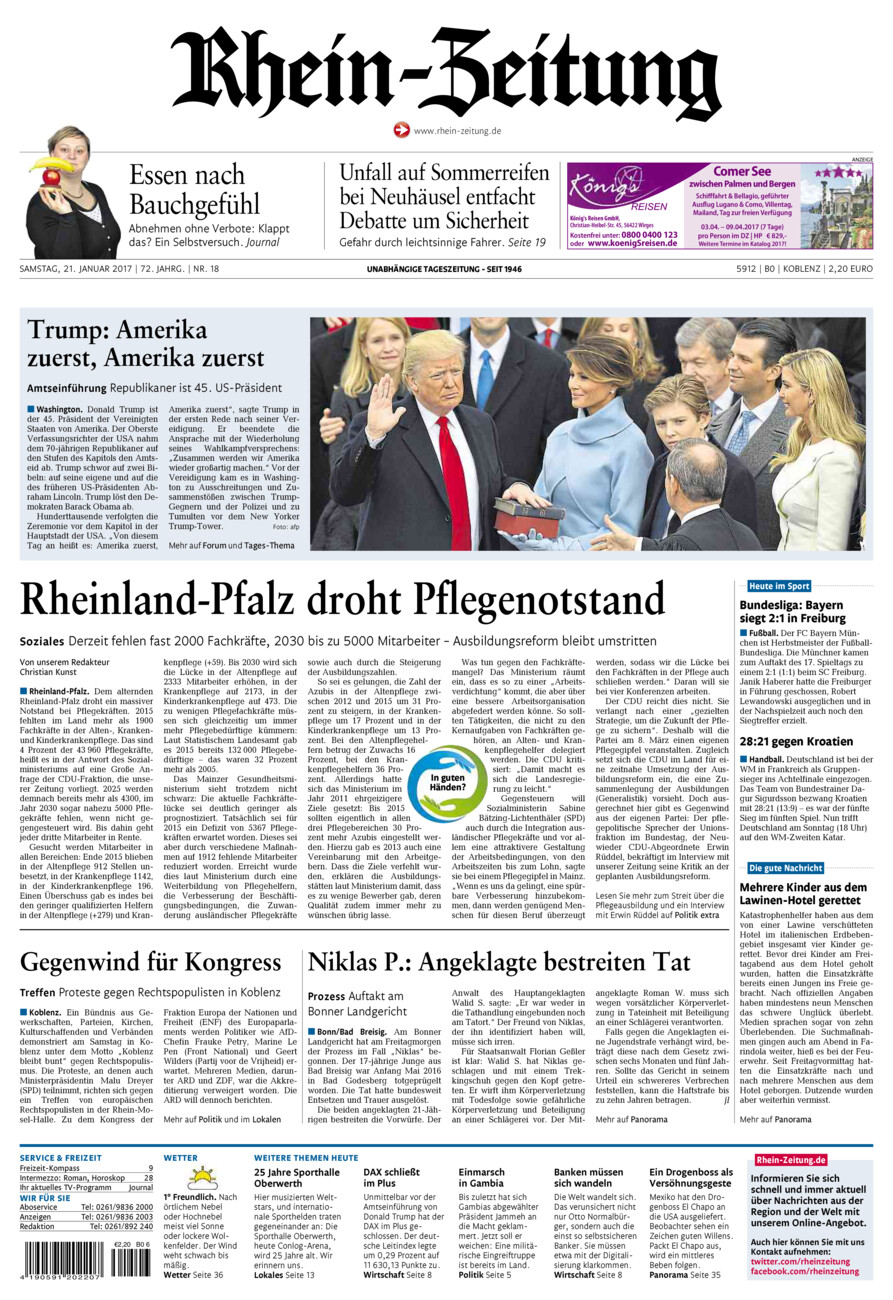 Rhein-Zeitung Koblenz & Region vom Samstag, 21.01.2017