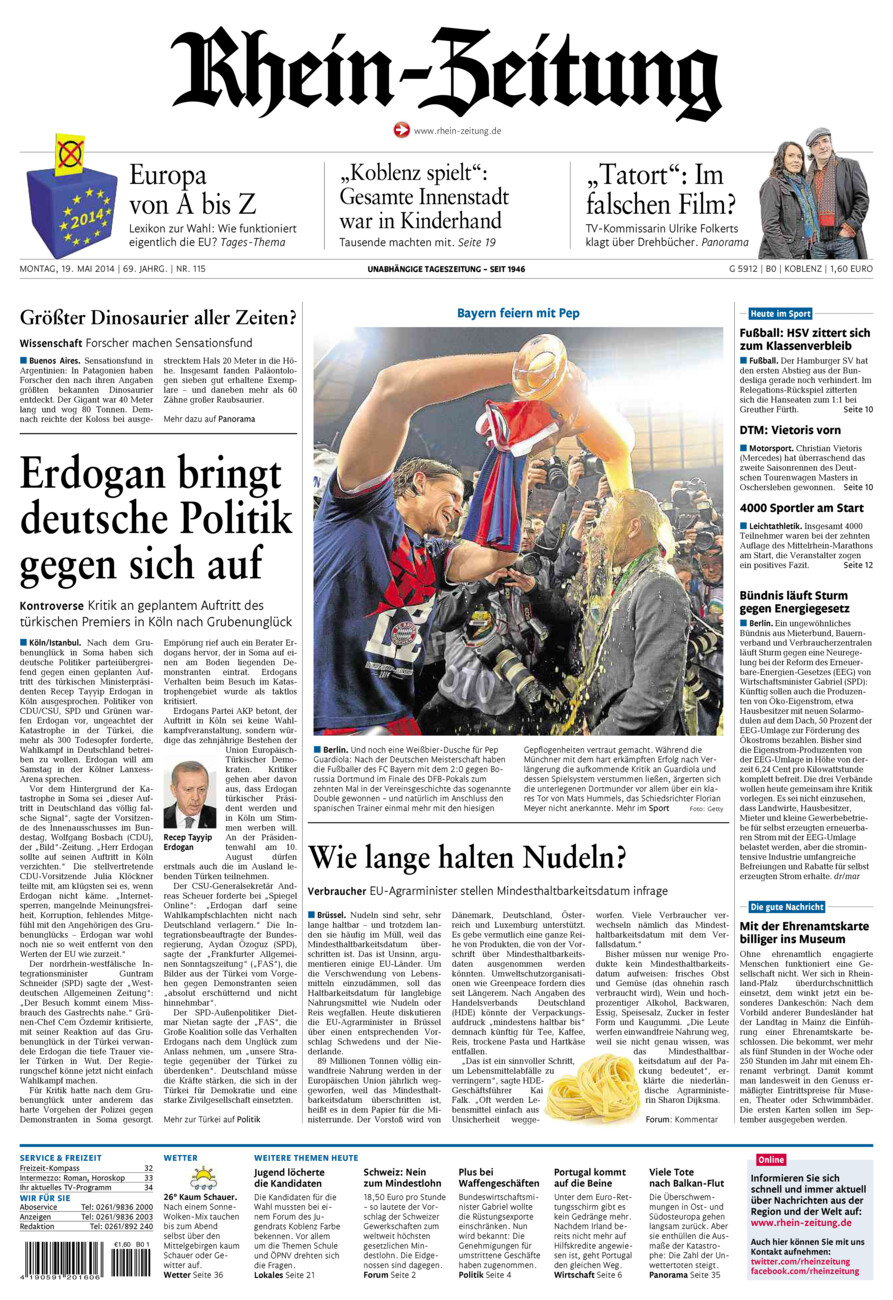 Rhein-Zeitung Koblenz & Region vom Montag, 19.05.2014