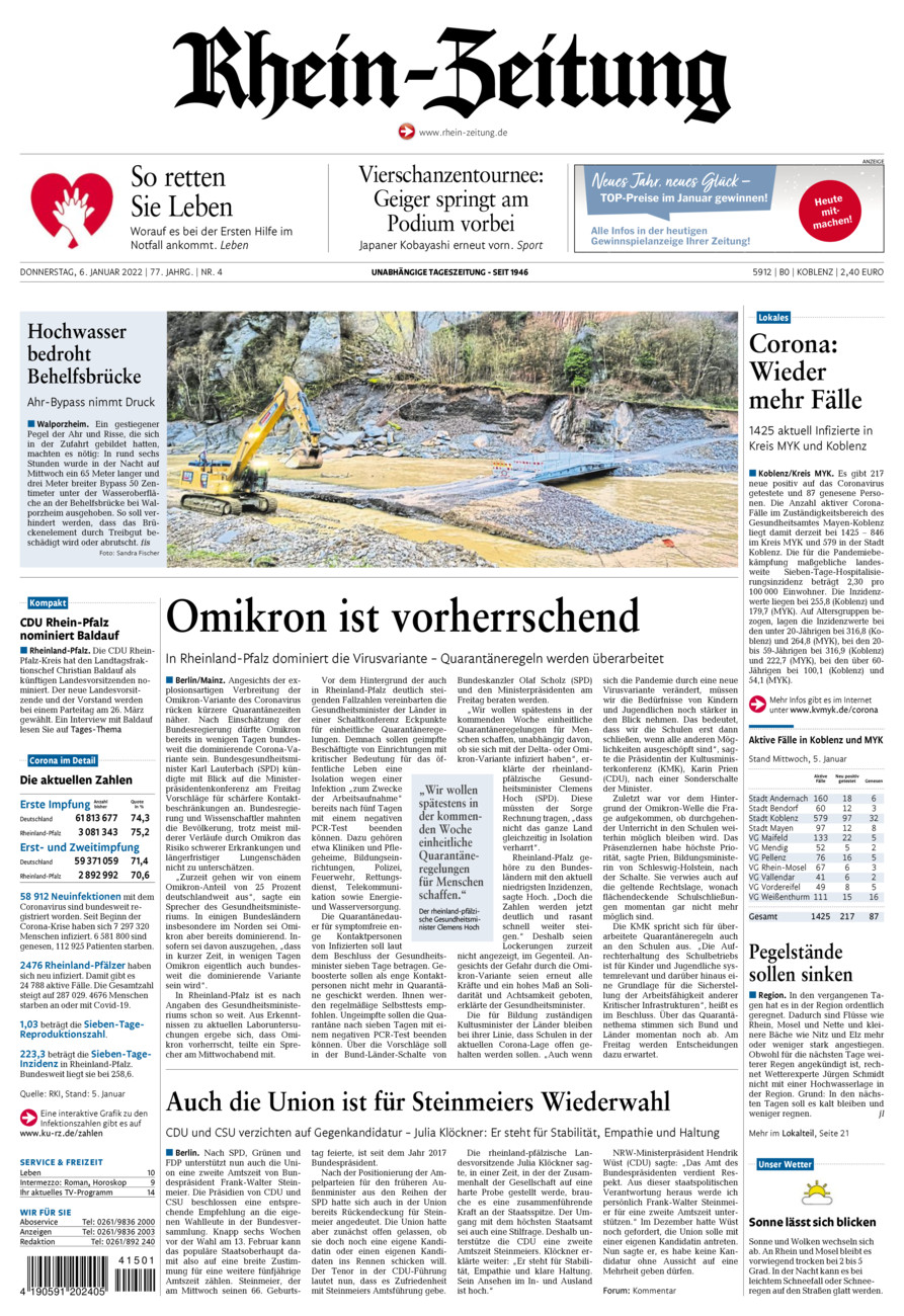 Rhein-Zeitung Koblenz & Region vom Donnerstag, 06.01.2022