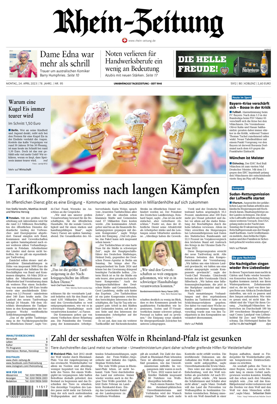 Rhein-Zeitung Koblenz & Region vom Montag, 24.04.2023