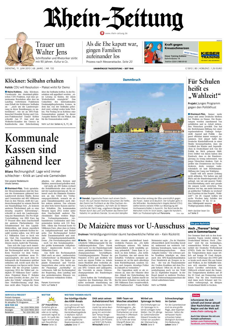 Rhein-Zeitung Koblenz & Region vom Dienstag, 11.06.2013