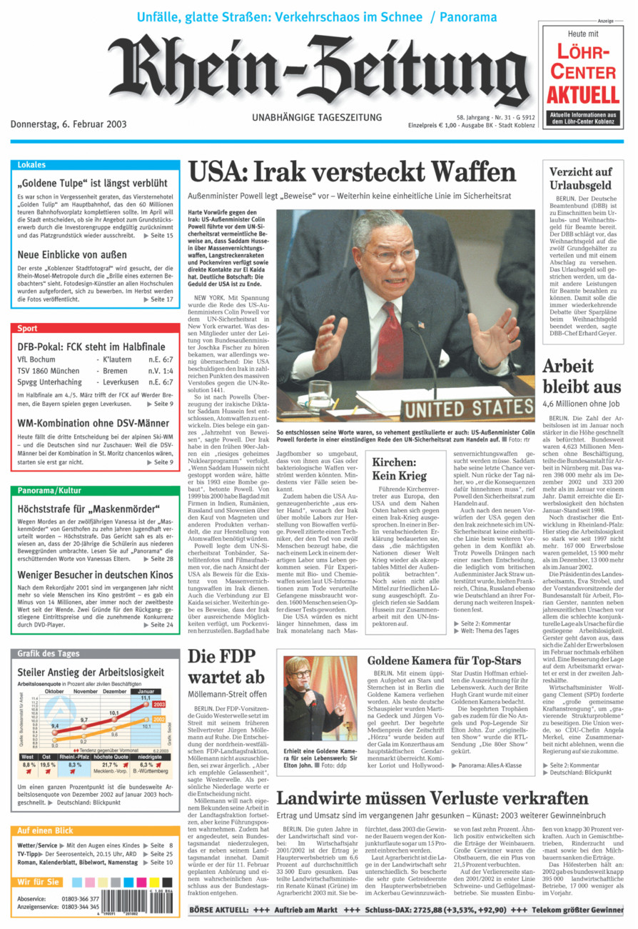Rhein-Zeitung Koblenz & Region vom Donnerstag, 06.02.2003