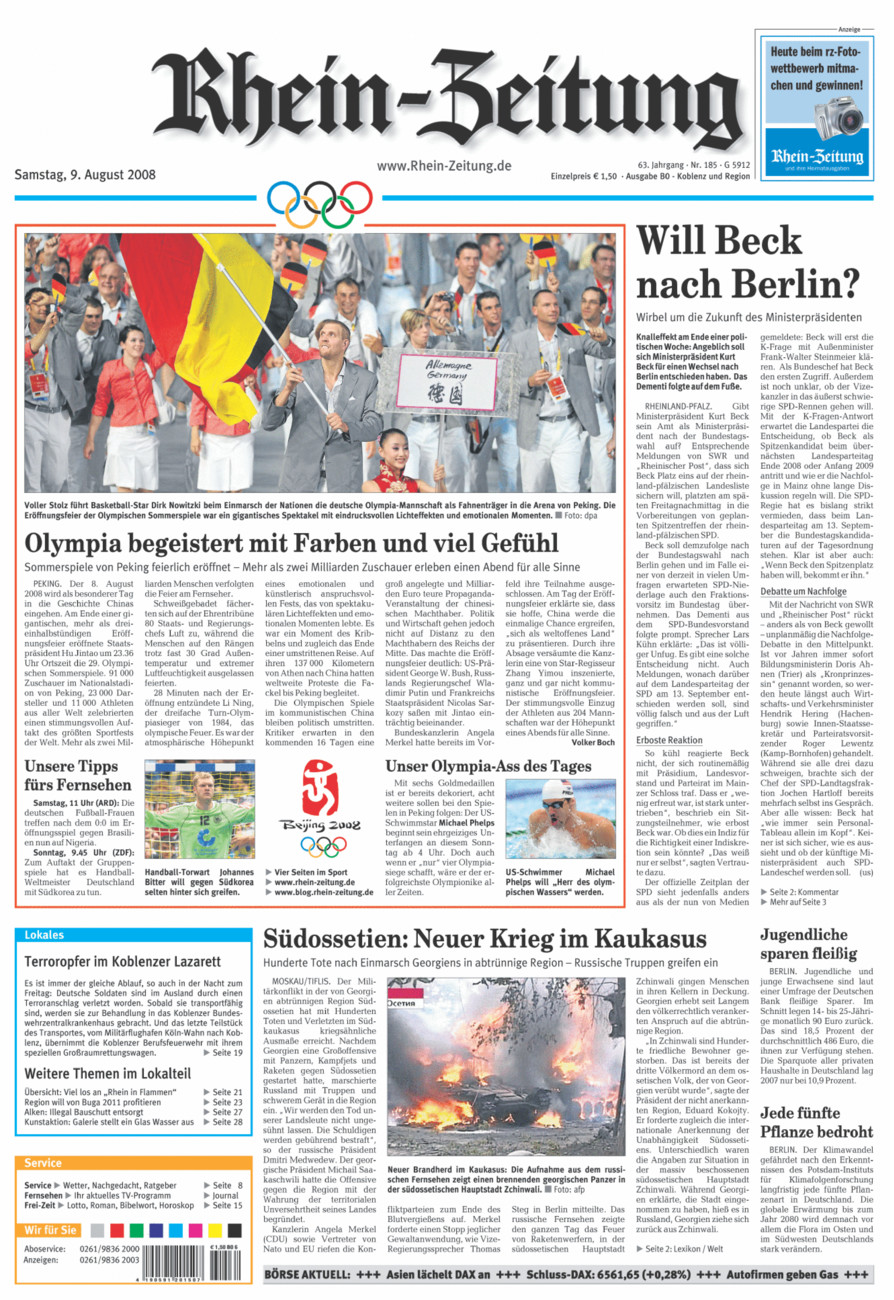 Rhein-Zeitung Koblenz & Region vom Samstag, 09.08.2008