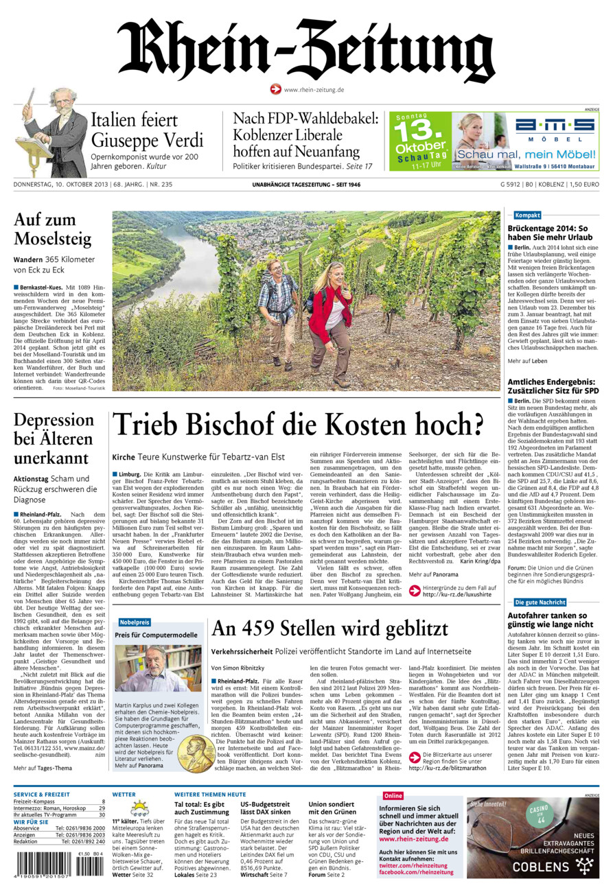 Rhein-Zeitung Koblenz & Region vom Donnerstag, 10.10.2013