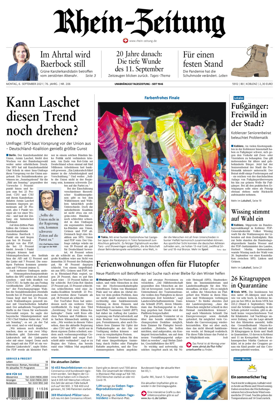 Rhein-Zeitung Koblenz & Region vom Montag, 06.09.2021