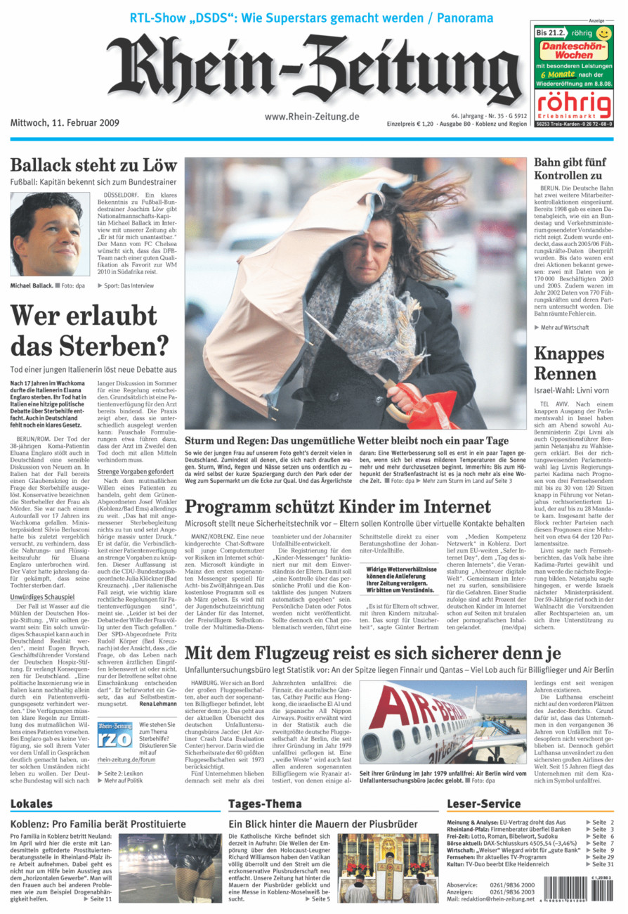 Rhein-Zeitung Koblenz & Region vom Mittwoch, 11.02.2009