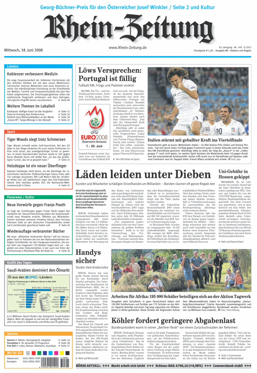 Rhein-Zeitung Koblenz & Region vom Mittwoch, 18.06.2008