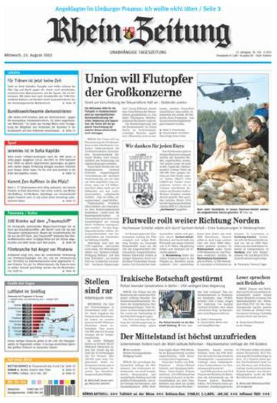 Rhein-Zeitung Koblenz & Region vom Mittwoch, 21.08.2002