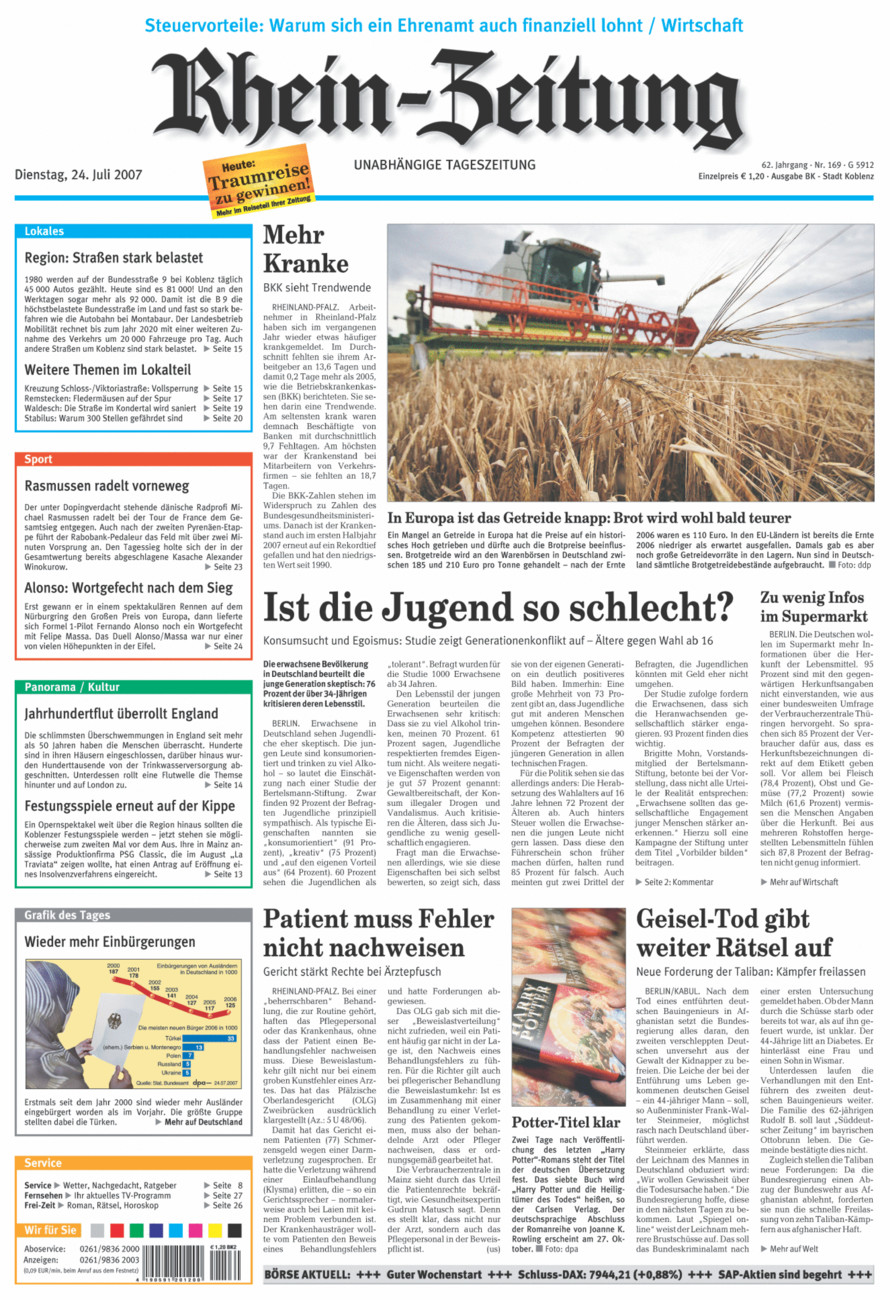 Rhein-Zeitung Koblenz & Region vom Dienstag, 24.07.2007