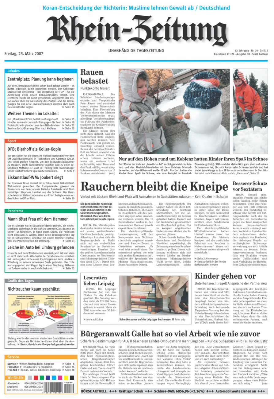 Rhein-Zeitung Koblenz & Region vom Freitag, 23.03.2007