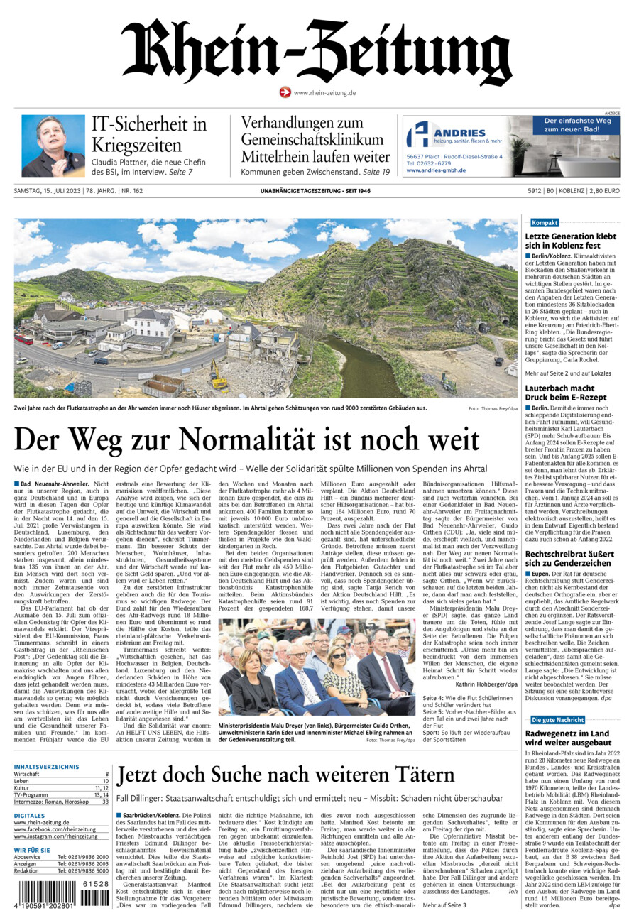 Rhein-Zeitung Koblenz & Region vom Samstag, 15.07.2023