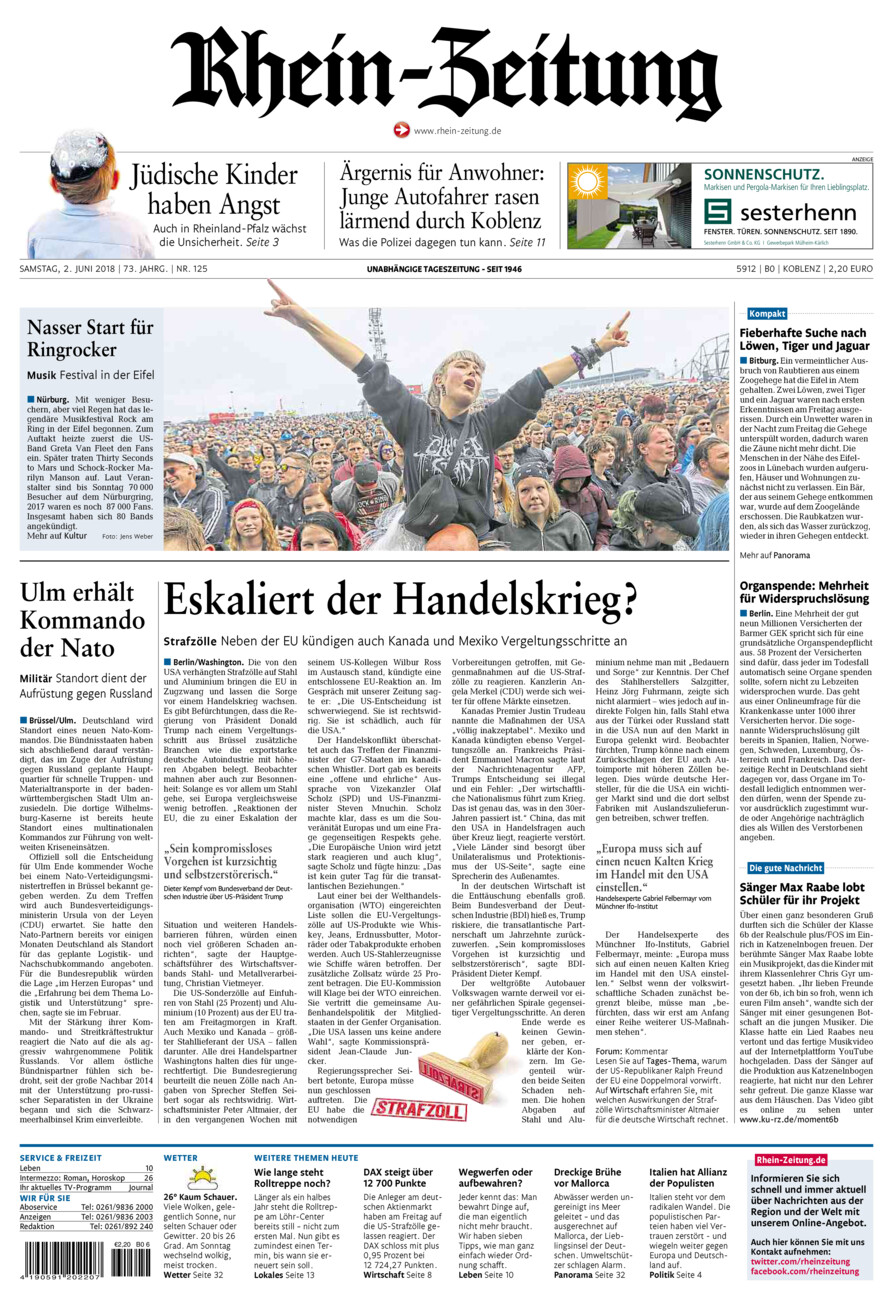 Rhein-Zeitung Koblenz & Region vom Samstag, 02.06.2018