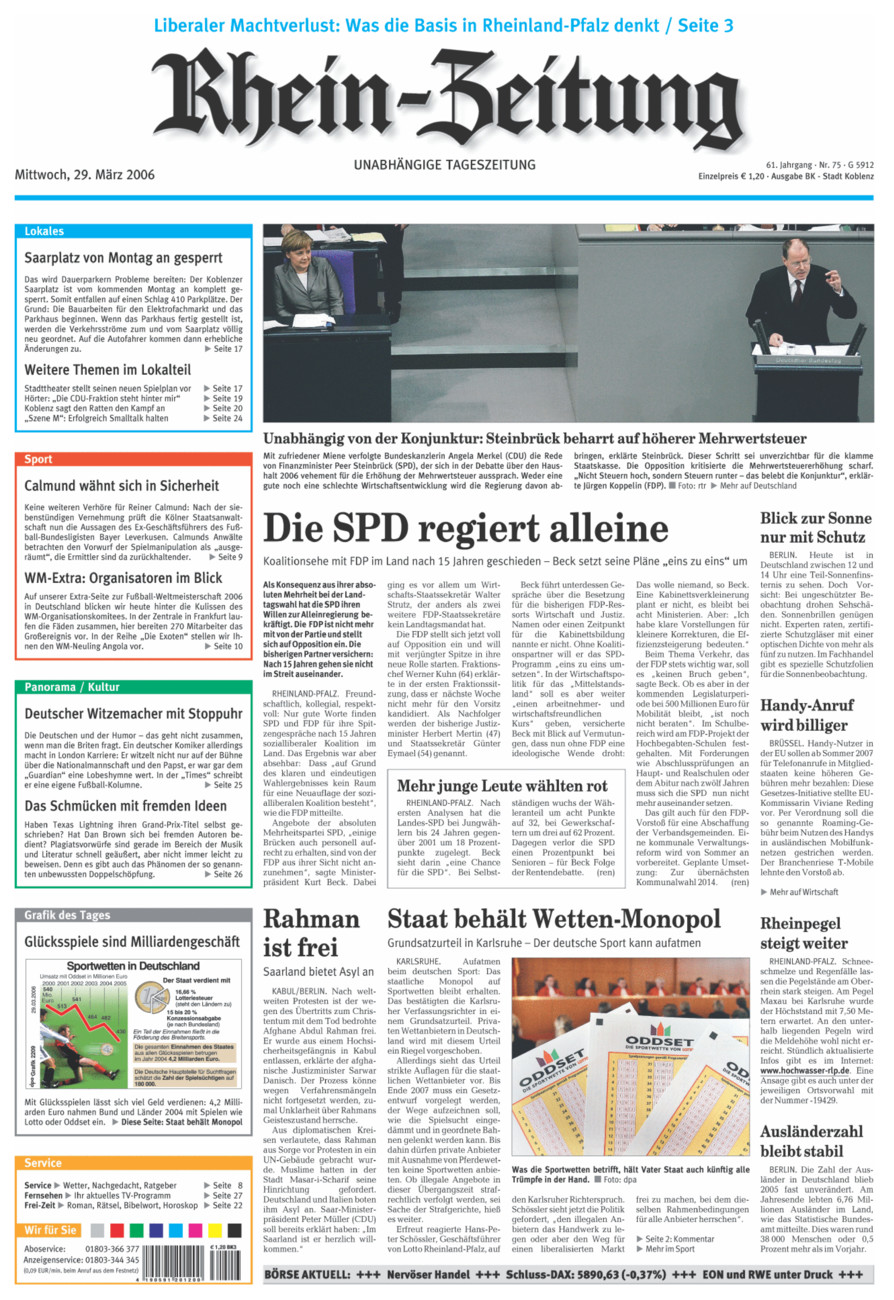 Rhein-Zeitung Koblenz & Region vom Mittwoch, 29.03.2006