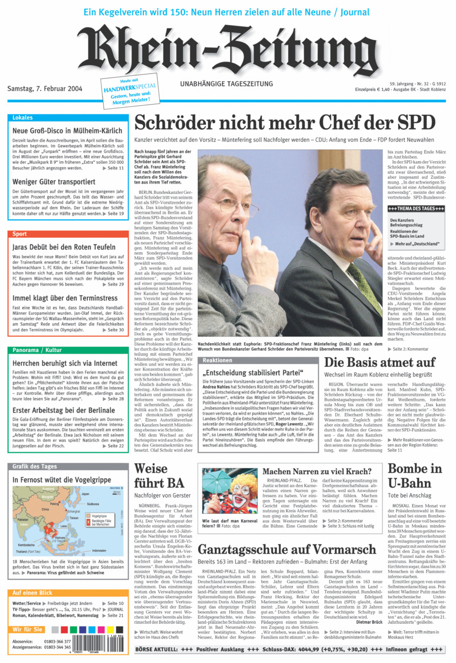 Rhein-Zeitung Koblenz & Region vom Samstag, 07.02.2004