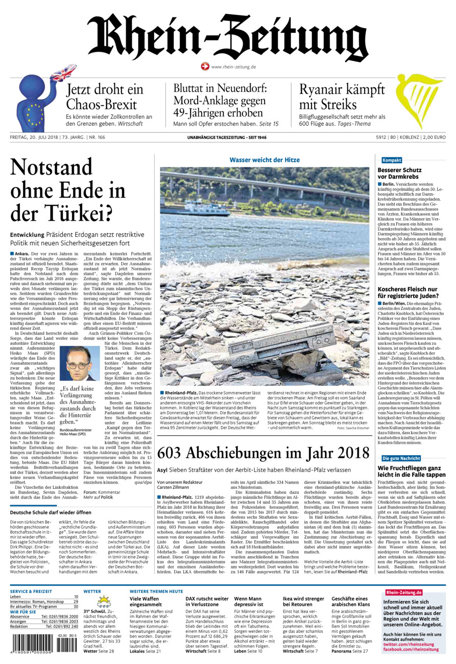 Rhein-Zeitung Koblenz & Region vom Freitag, 20.07.2018
