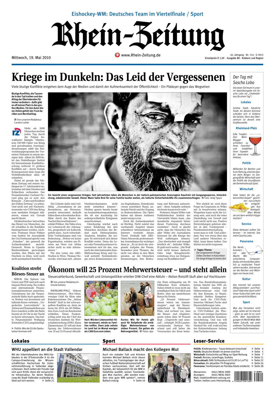 Rhein-Zeitung Koblenz & Region vom Mittwoch, 19.05.2010