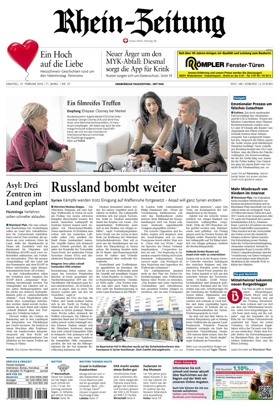 Rhein-Zeitung Koblenz & Region vom Samstag, 13.02.2016