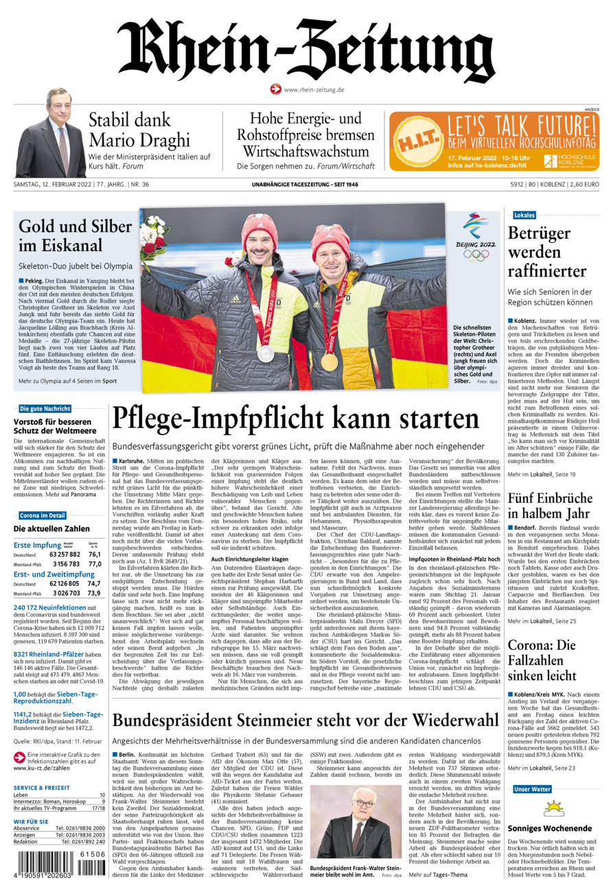 Rhein-Zeitung Koblenz & Region vom Samstag, 12.02.2022