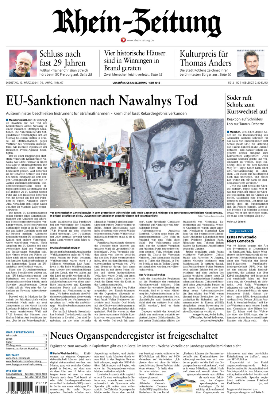 Rhein-Zeitung Koblenz & Region vom Dienstag, 19.03.2024