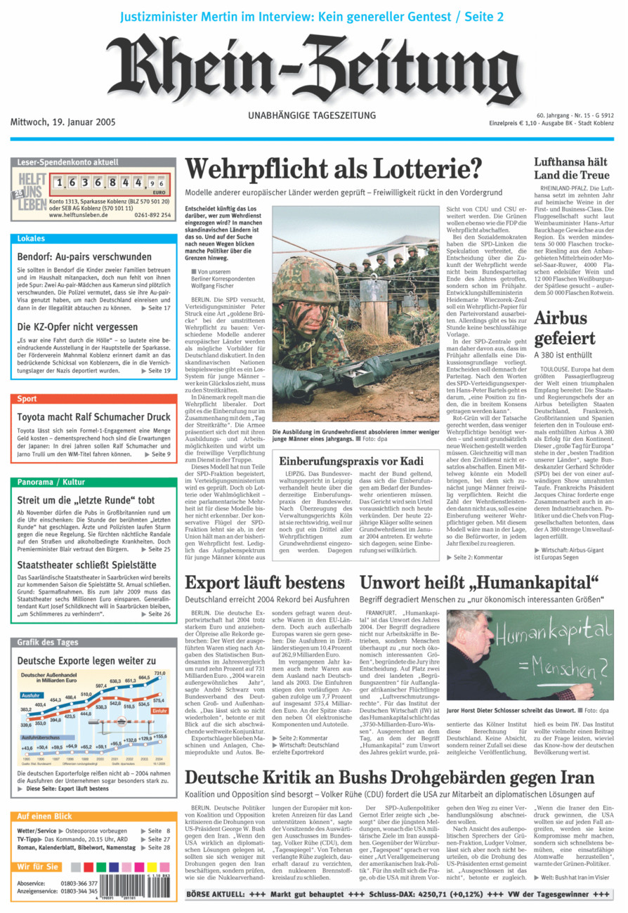 Rhein-Zeitung Koblenz & Region vom Mittwoch, 19.01.2005
