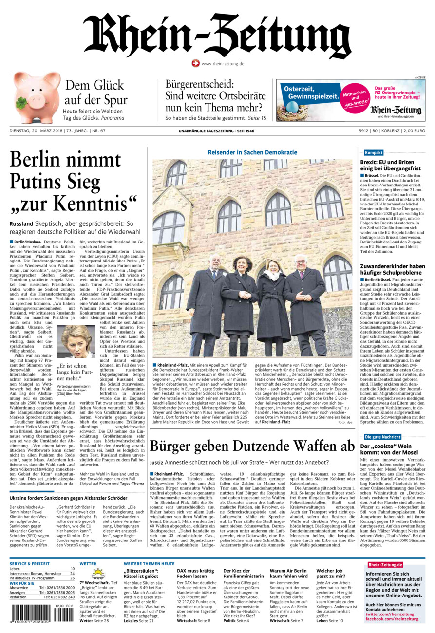 Rhein-Zeitung Koblenz & Region vom Dienstag, 20.03.2018