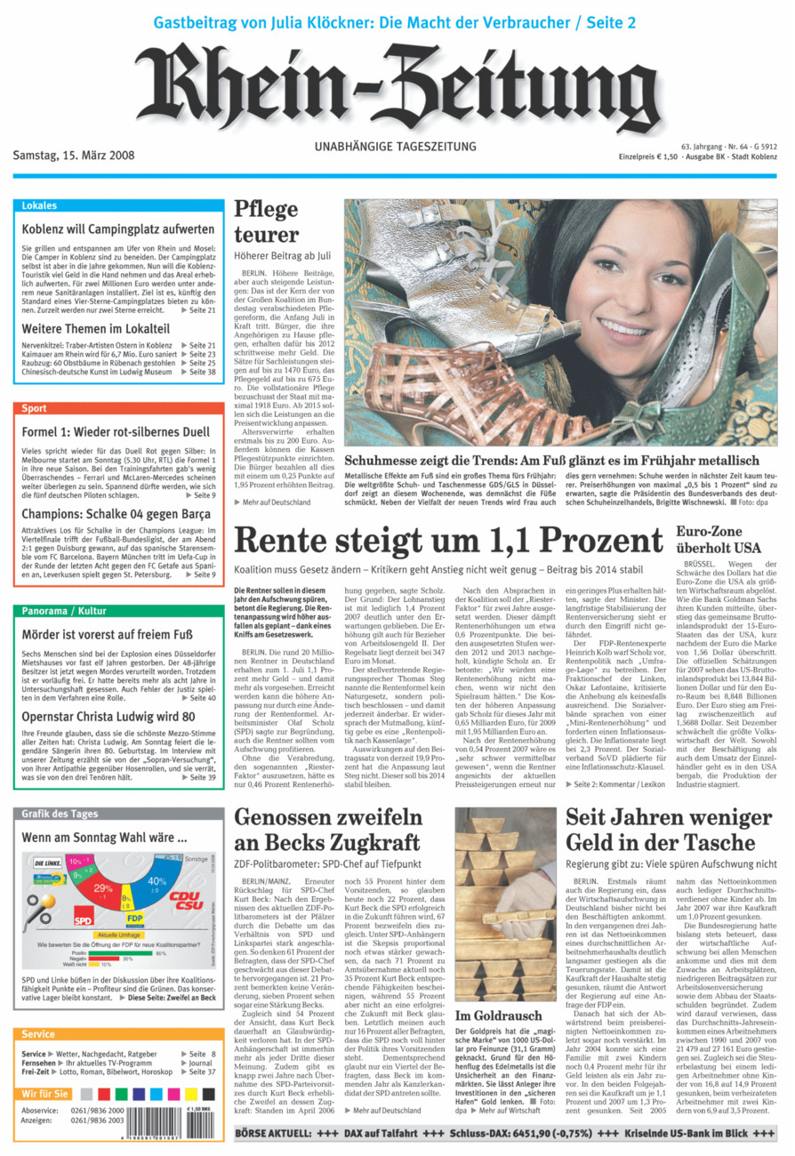 Rhein-Zeitung Koblenz & Region vom Samstag, 15.03.2008