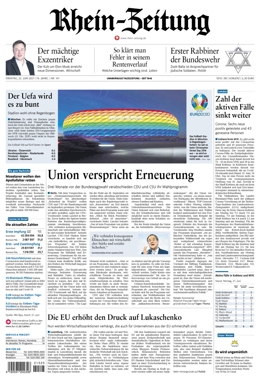 Rhein-Zeitung Koblenz & Region vom Dienstag, 22.06.2021