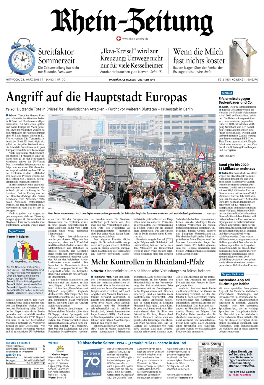 Rhein-Zeitung Koblenz & Region vom Mittwoch, 23.03.2016