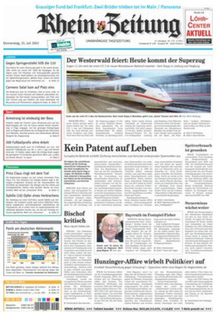 Rhein-Zeitung Koblenz & Region vom Donnerstag, 25.07.2002