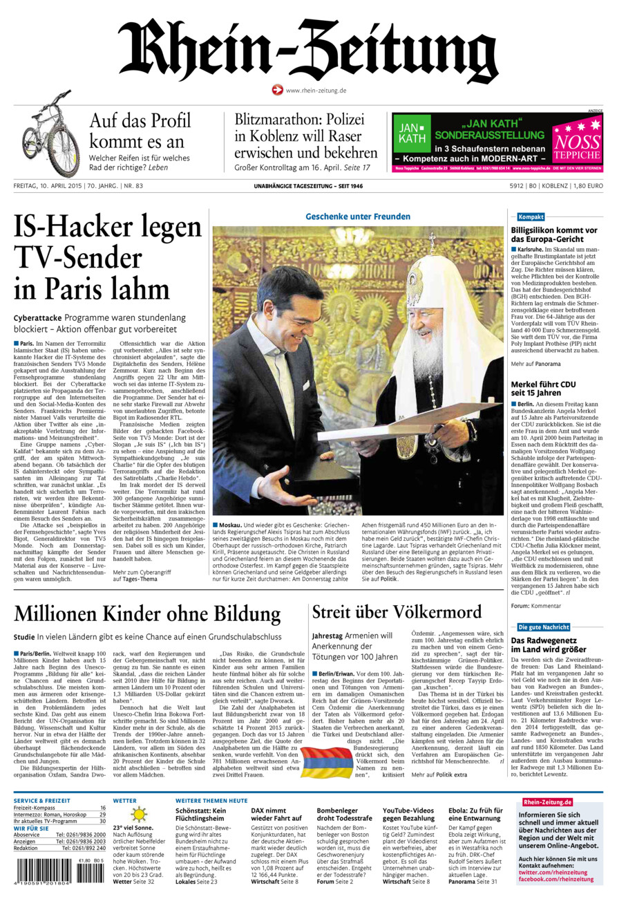 Rhein-Zeitung Koblenz & Region vom Freitag, 10.04.2015