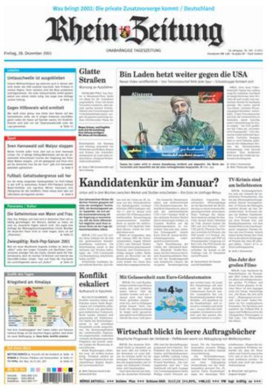 Rhein-Zeitung Koblenz & Region vom Freitag, 28.12.2001