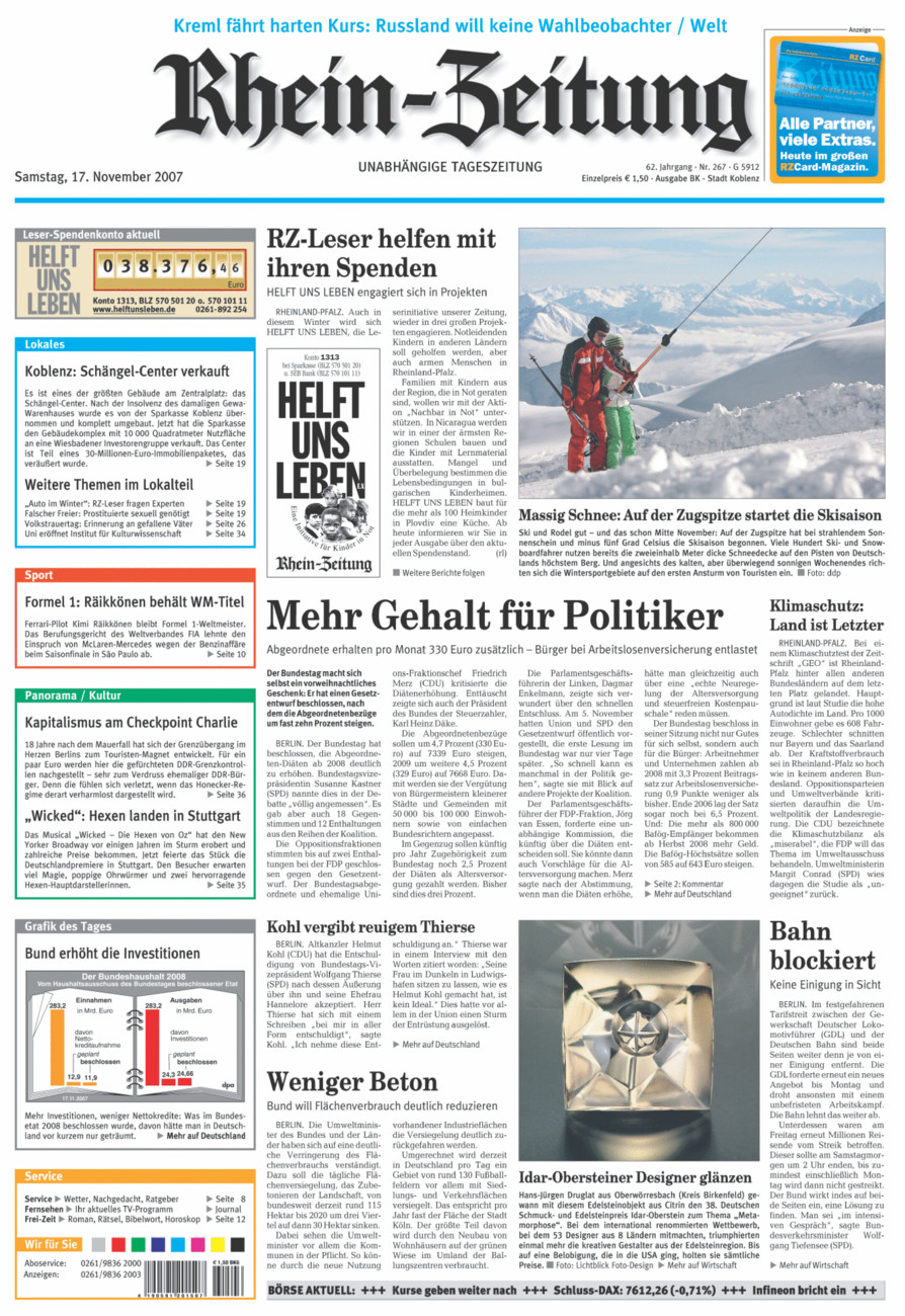 Rhein-Zeitung Koblenz & Region vom Samstag, 17.11.2007