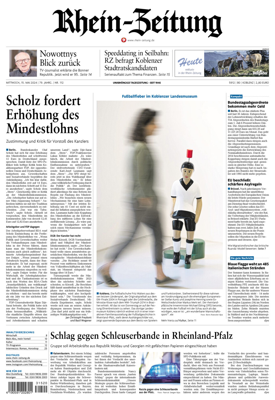Rhein-Zeitung Koblenz & Region vom Mittwoch, 15.05.2024