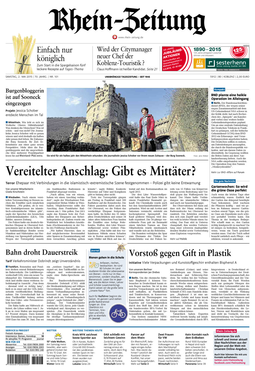 Rhein-Zeitung Koblenz & Region vom Samstag, 02.05.2015