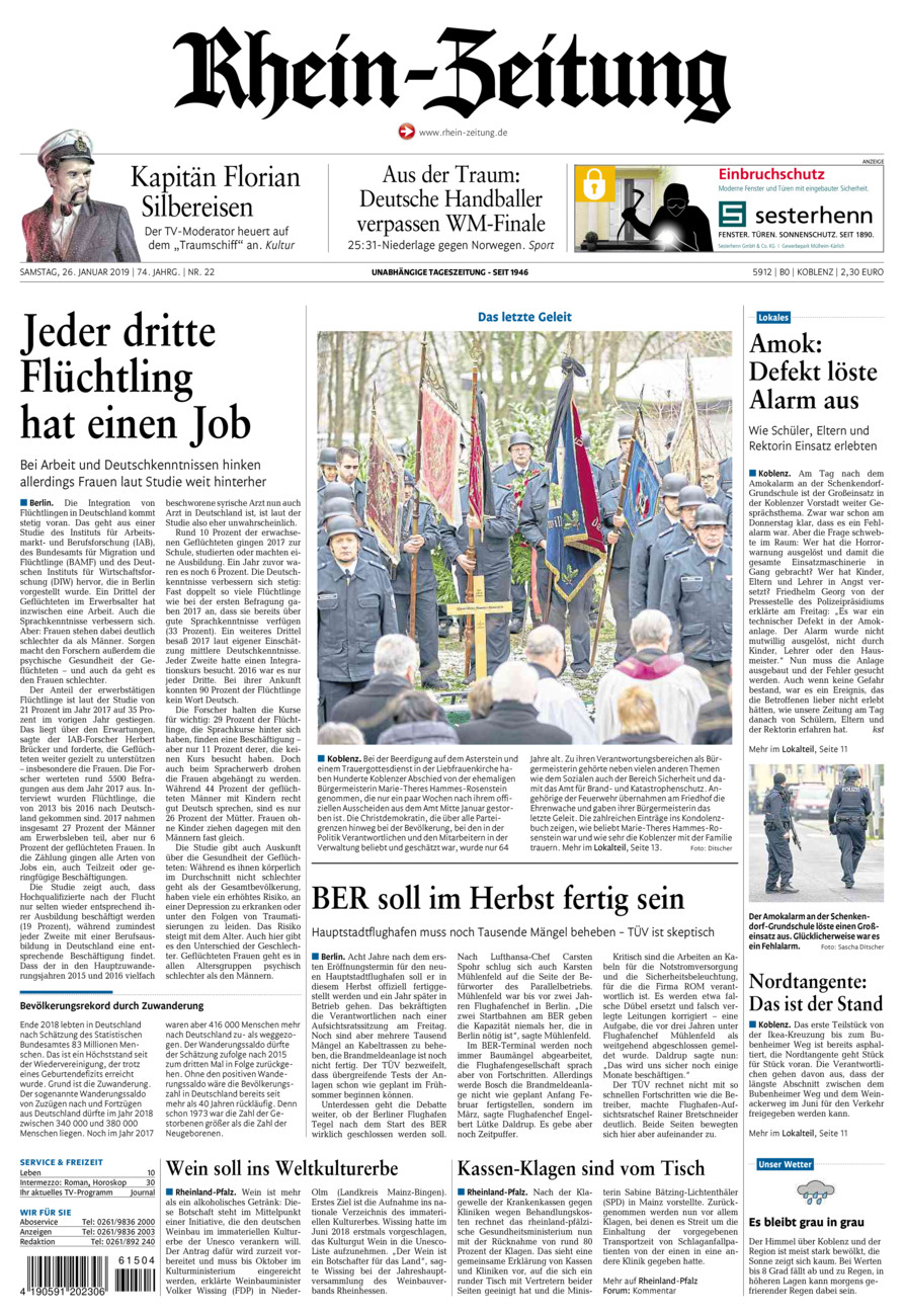Rhein-Zeitung Koblenz & Region vom Samstag, 26.01.2019