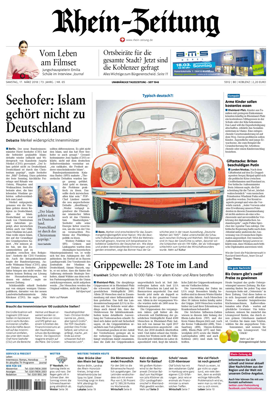 Rhein-Zeitung Koblenz & Region vom Samstag, 17.03.2018