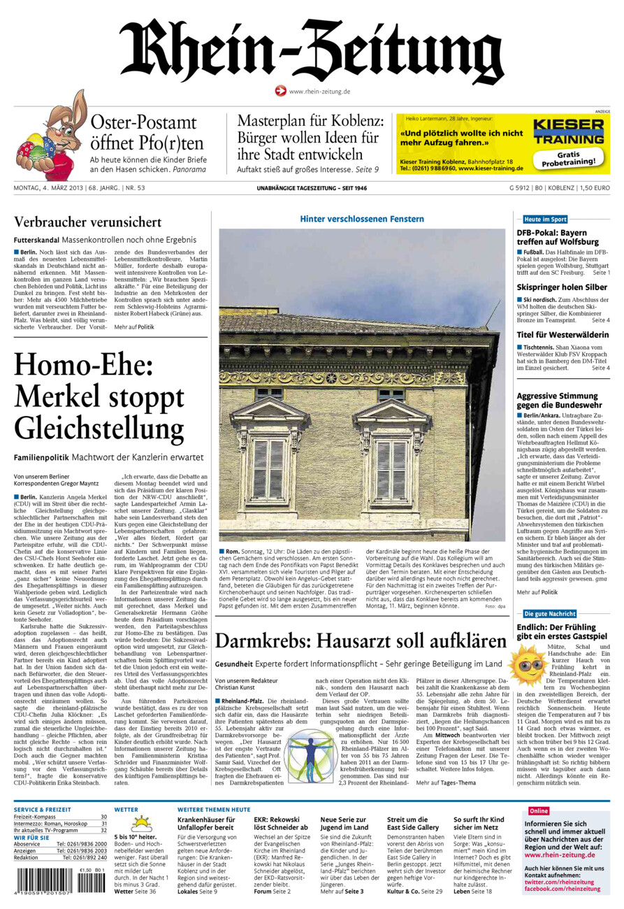 Rhein-Zeitung Koblenz & Region vom Montag, 04.03.2013