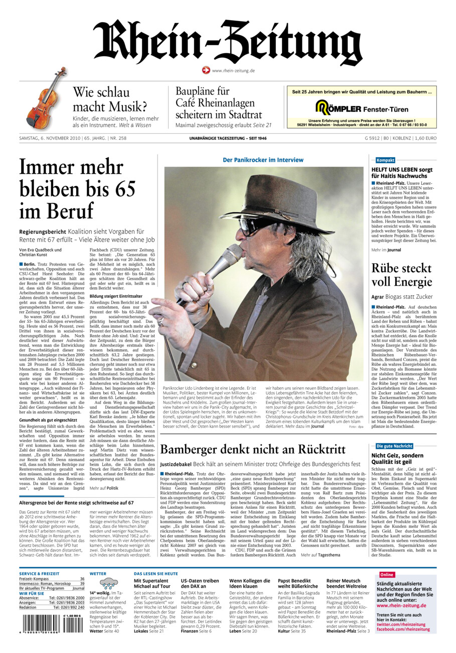 Rhein-Zeitung Koblenz & Region vom Samstag, 06.11.2010