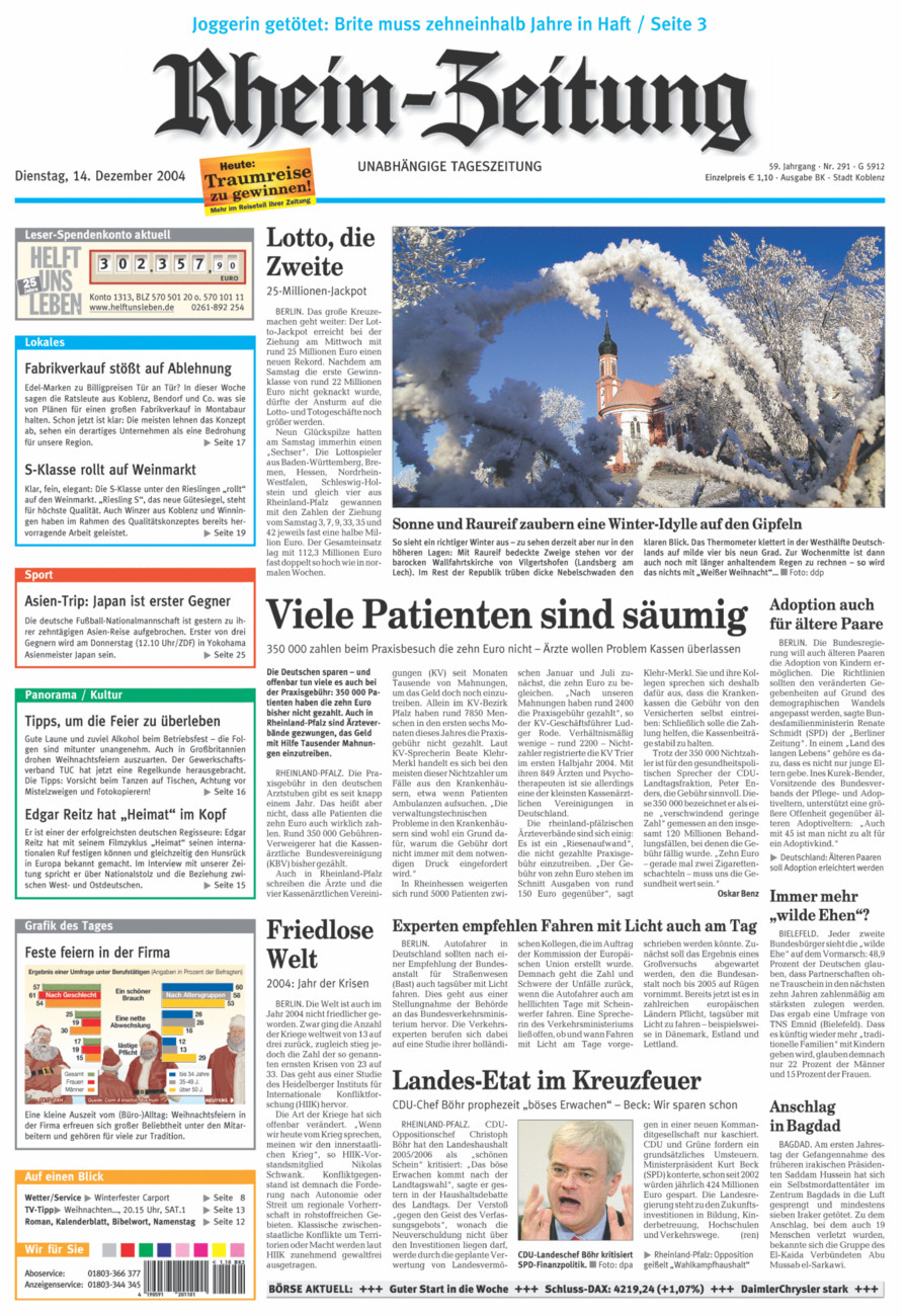 Rhein-Zeitung Koblenz & Region vom Dienstag, 14.12.2004