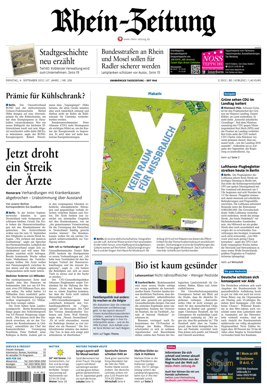 Rhein-Zeitung Koblenz & Region vom Dienstag, 04.09.2012