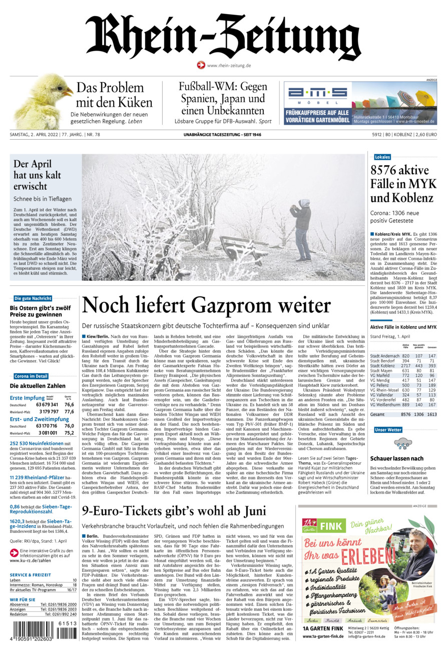 Rhein-Zeitung Koblenz & Region vom Samstag, 02.04.2022