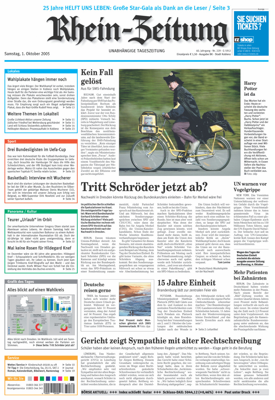 Rhein-Zeitung Koblenz & Region vom Samstag, 01.10.2005